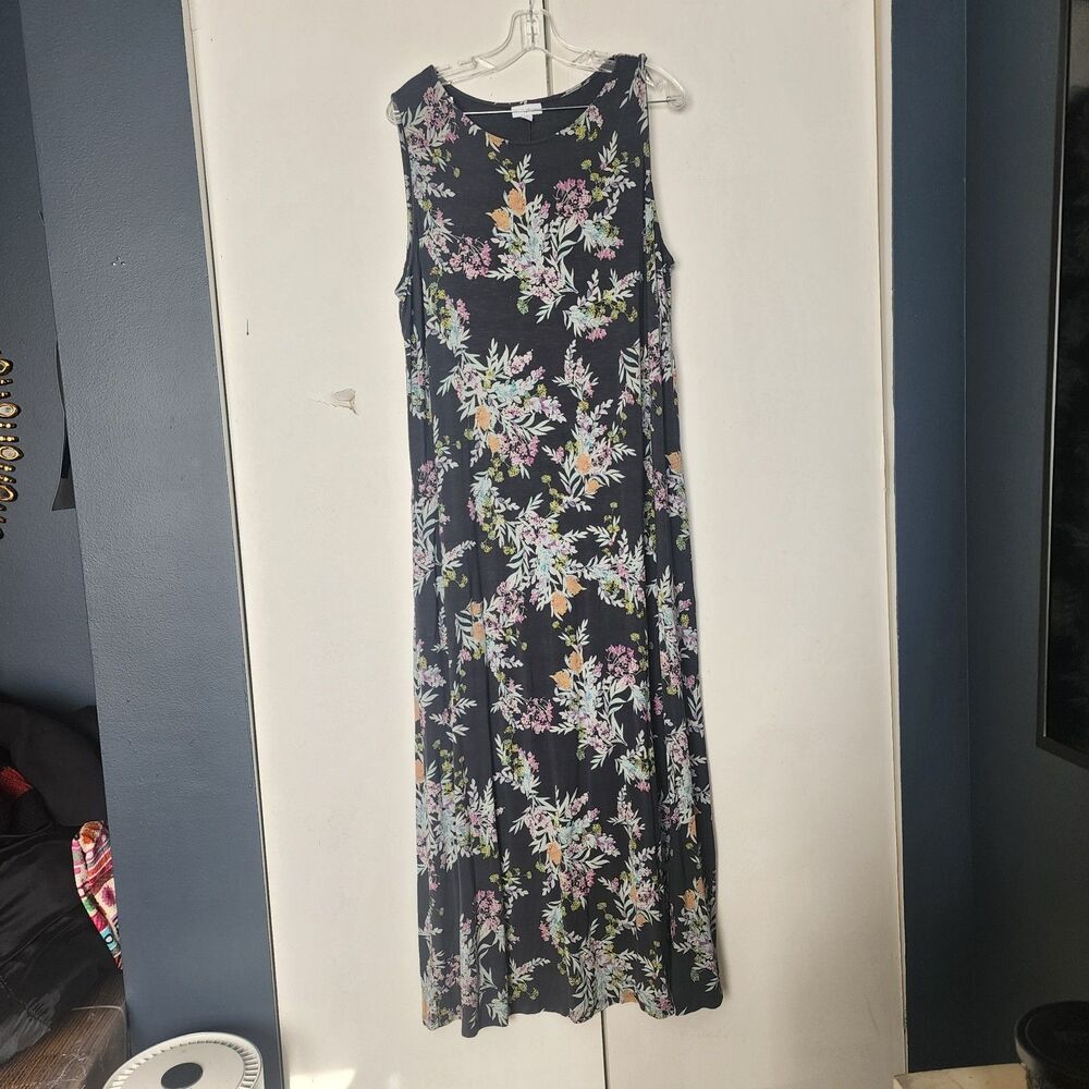 J. Jill Floral Maxi dress Sleeveless XL Tall Rayon modest summer casual flowy
